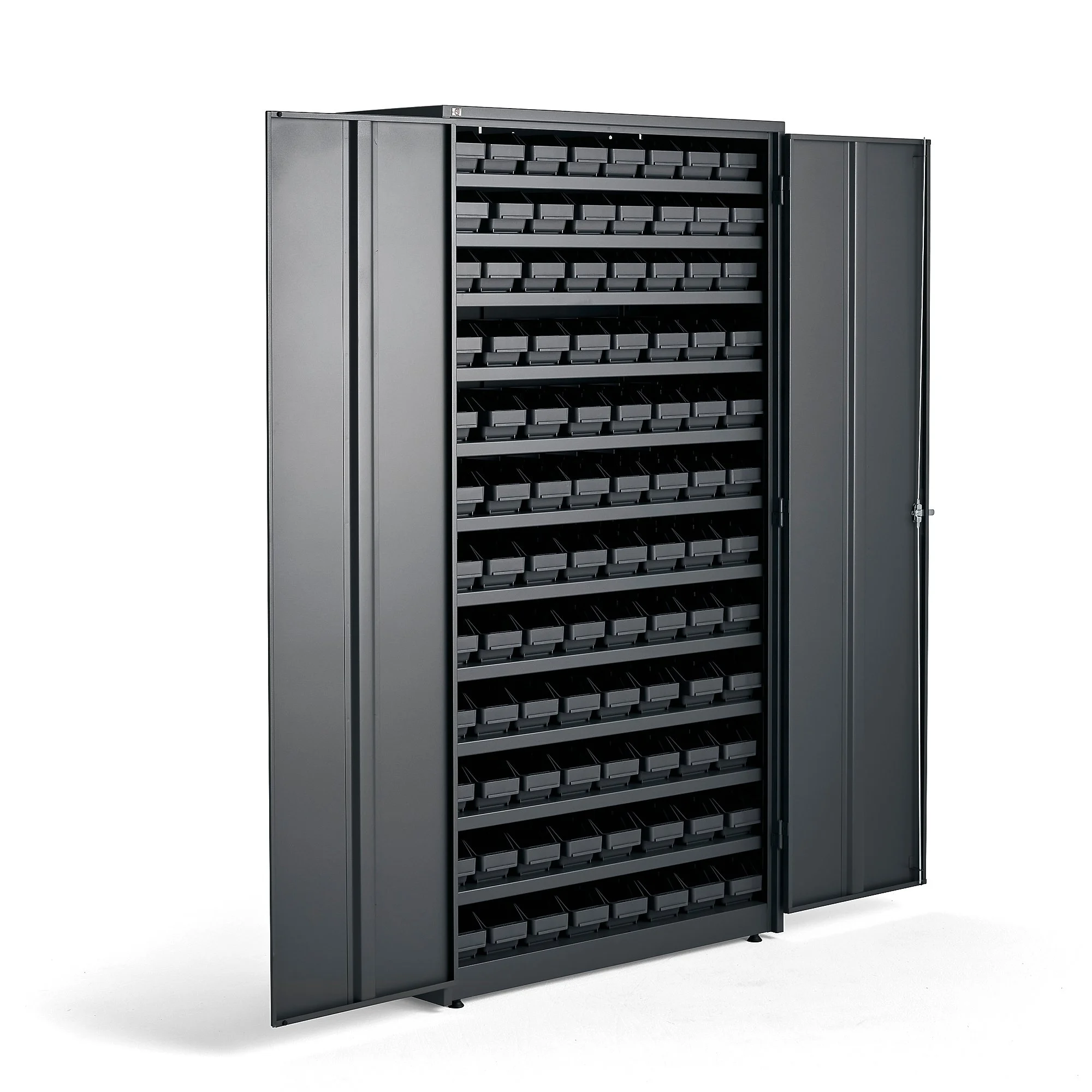 Magazinschrank mit 96 Sichtlagerkästen, 1900 x 1020 x 500 mm
